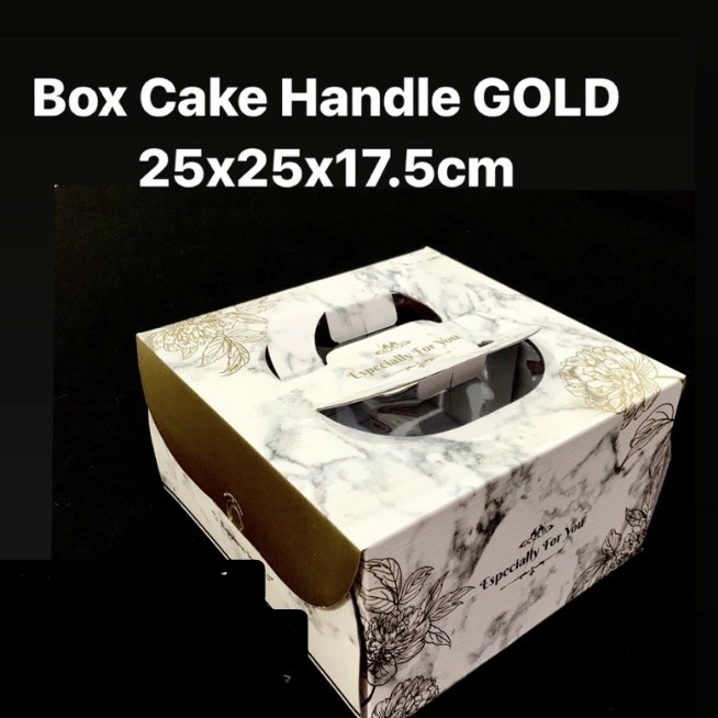 

(3 Pcs) Dus Tenteng Kue Brownies Box Cake Handle Kotak Roti Ulang Tahun Kemasan Hempers Uk 25x25x17
