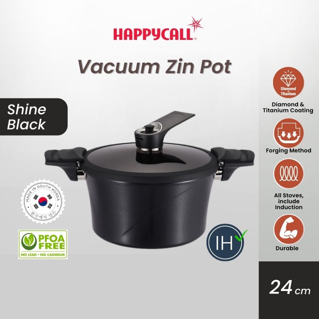 Happycall Zin Vacuum IH 24 cm 5L - Panci Vacuum Induksi Semi Presto Anti Lengket