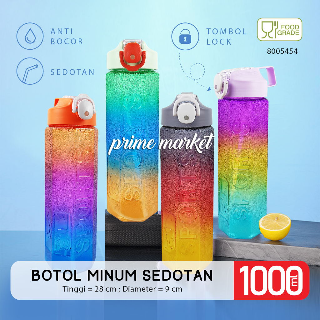 Botol Minum 1 Liter Botol Minum Sedotan Botol Minum Aesthetic Botol Air Minum Jumbo G21-2 (8005454)