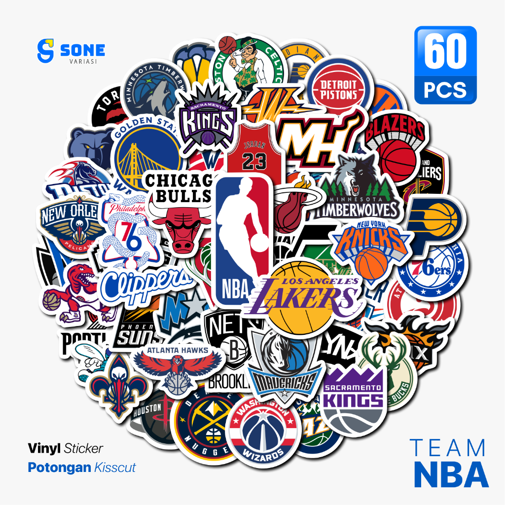 

Stiker Pack Club Basket NBA Paper Vinyl Waterproof untuk Sticker Laptop Journal Diary Notebook