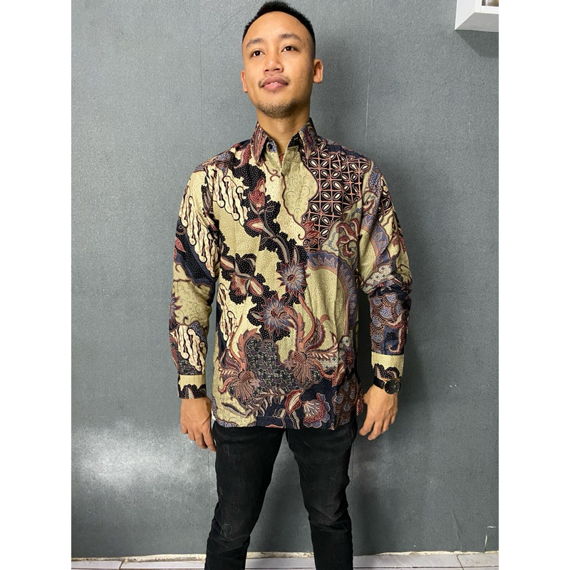 KEMEJA BATIK DOLBY PRIA_DOLBY PRINTING_DOLBY KATUN KREM COD