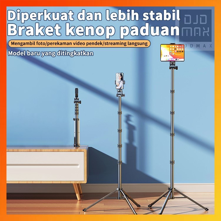 DJDMax Tripod 2,1 Meter Besi Premium dengan Ringlight, Tongkat Selfie, Holder HP Kamera, Mini Ball H