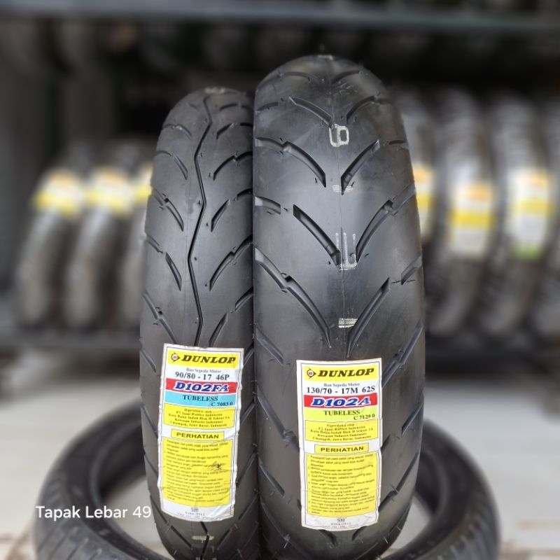Ban DUNLOP D102A Paket 90.80.17 dan 130.70.17 Rim 17 Tubeless Ban Harian Motor GSX150 Vixion New Sup