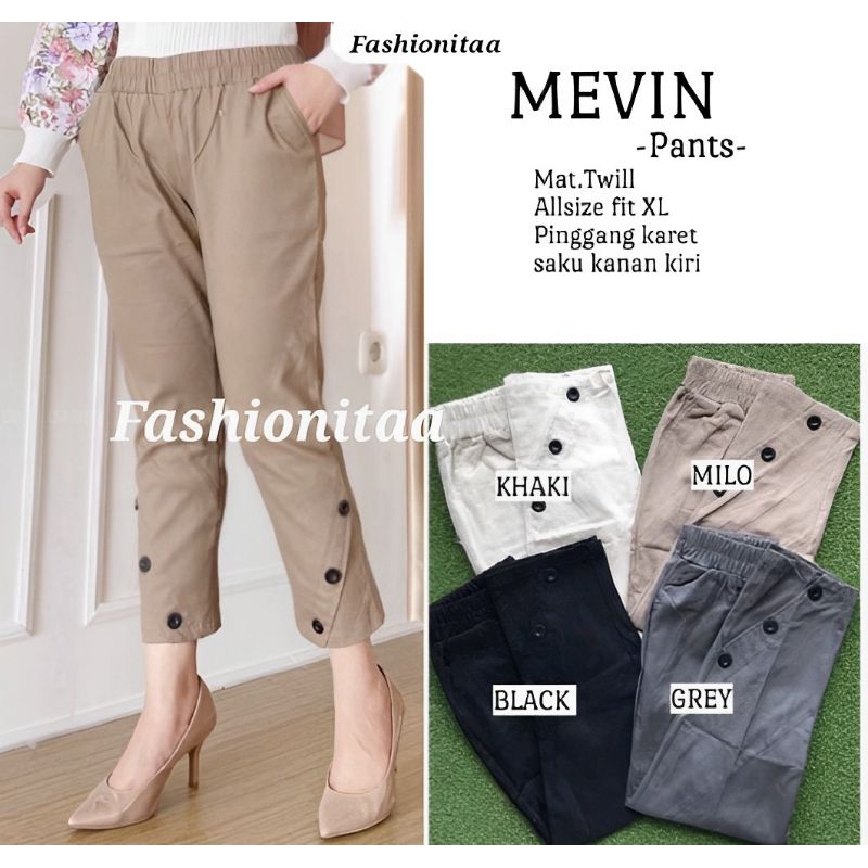 mevin pants celana wanita model terbaru uniqlo bahan twill street import combed