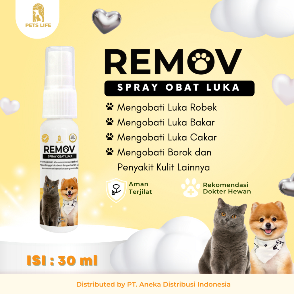REMOV Spray Obat Luka Untuk Hewan Peliharaan obat luka kucing 30ml obat luka kucing obat luka anjing