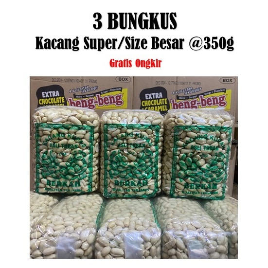 

3 Bungkus Kacang Kupas Ukuran Jumbo Kacang Tuban Super Kacang Ukuran Besar @350gram