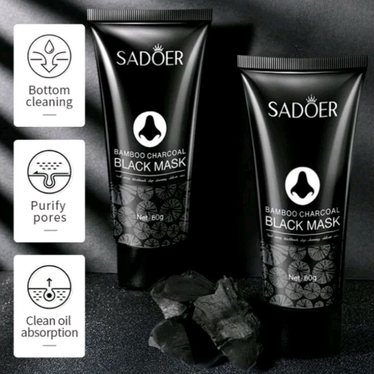 SADOER CHARCOAL BLACK HEAD REMOVER BAMBOO CHARCOAL BLAK MASK CLEANSING PEEL OFF MASKER HIDUNG UNTUK 