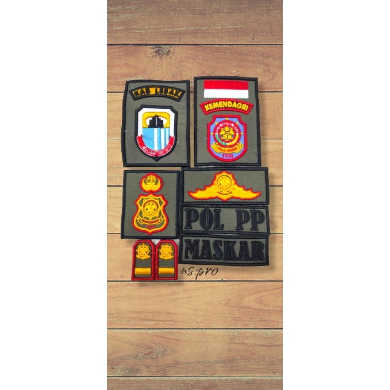 atribut satpol pp bordir timbul bendera