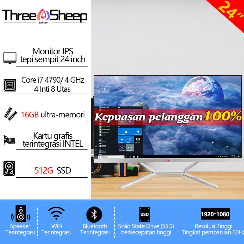 [layar sentuh]Komputer All in one PC gaming Core Intel i5/i7 16G SSD 512GB Desktop Layar sentuh lipat Monitor PC 27/24Inch AIO Computer WiFi/Bluetooth Windows10/11 Gratis Keyboard dan Mouse Dapat dipilih,Garansi 1 Tahun-24