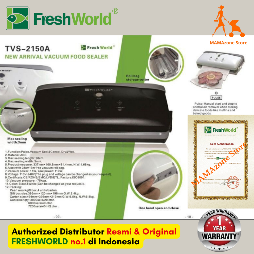 FRESHWORLD Vacuum Sealer TVS2150 TVS 2150 TVS2150A TVS 2150A TVS-2150 TVS-2150A