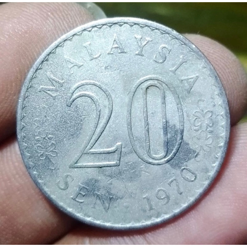 koleksi uang koin kuno Malaysia 20 sen tahun 1970 KEYDATE - langka