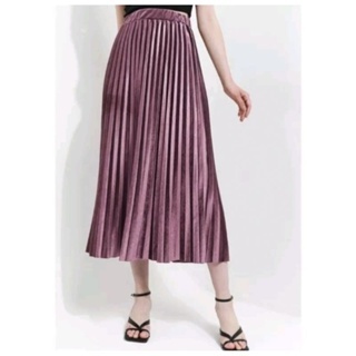 Rok plisket bludru mewah/ hight waist pleated midi 7/8 skirt/Rok plisket velvet Rok payung beludru