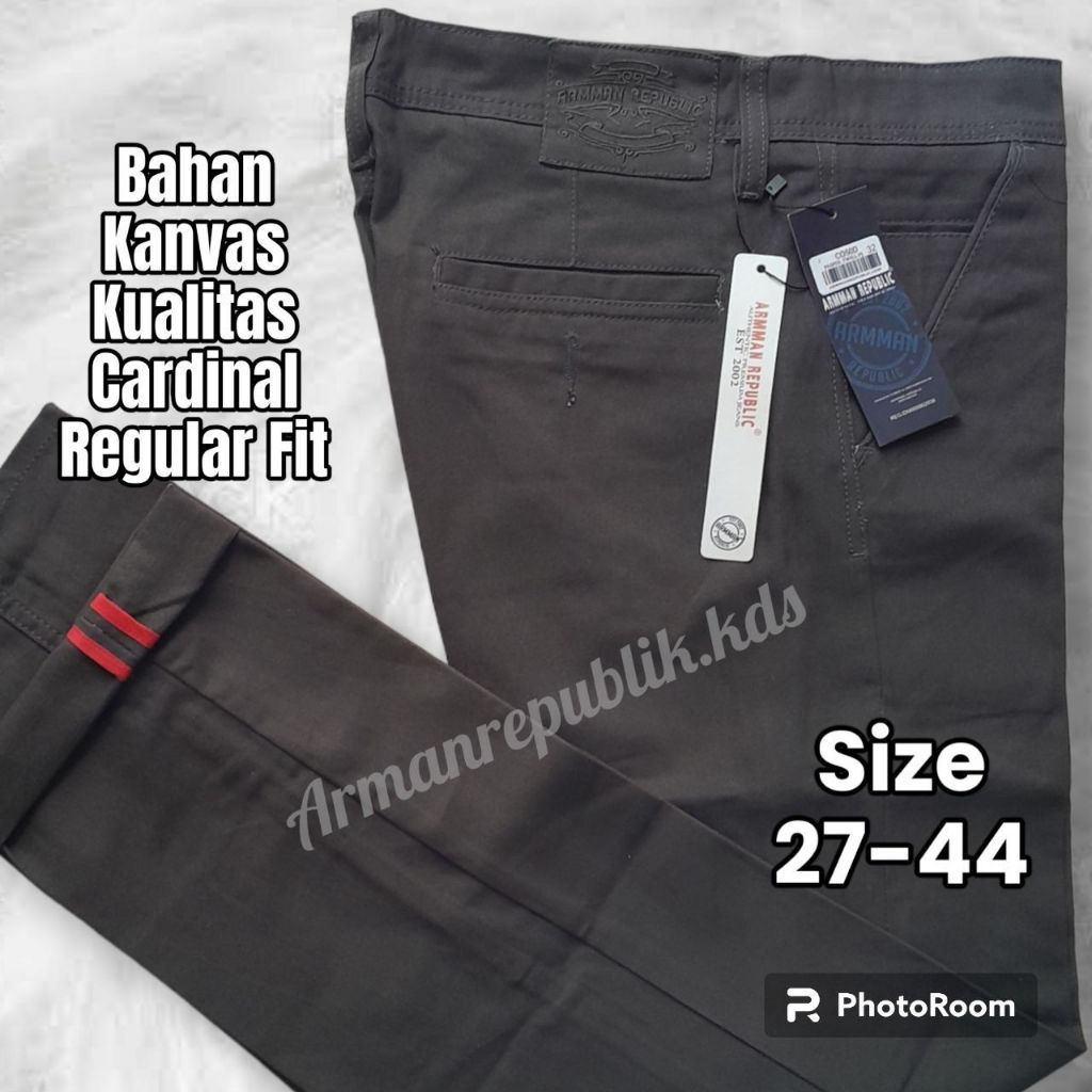 Celana Panjang Pria chinos bahan kanvas kualitas cardinal Premium Original 100% armman republic Jumbo 27 Sampai Big size 44 official arm1