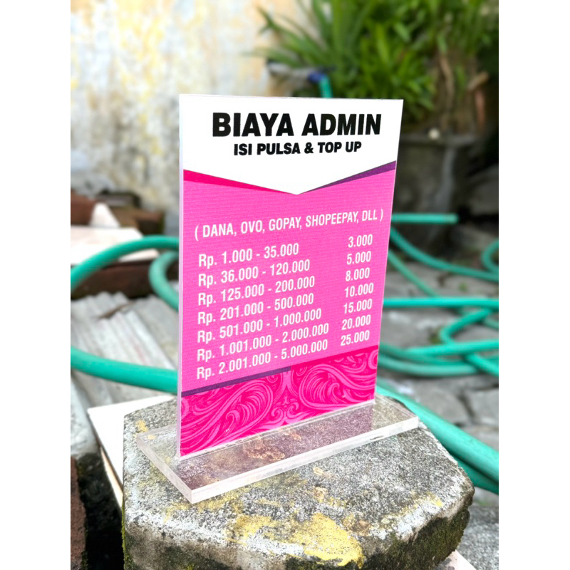 

AKRILIK MEJA CUSTOM BIAYA ADMIN TOP UP AGEN BANK 15x20CM
