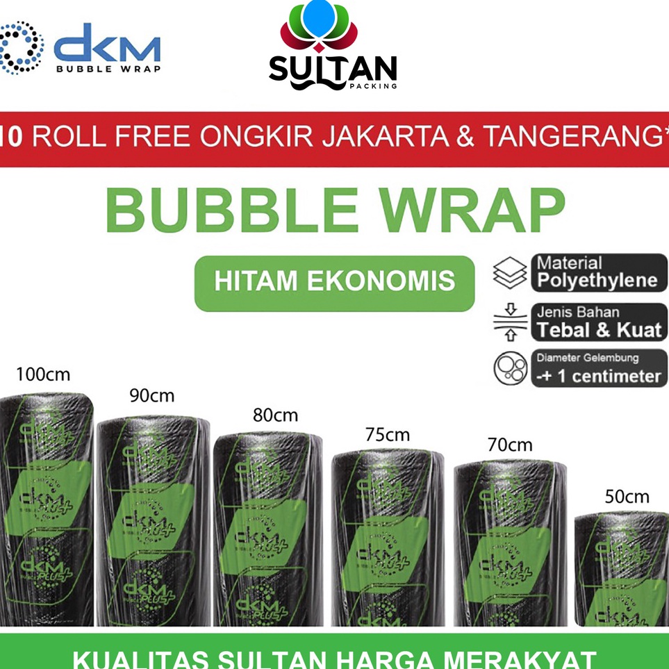 

Lebih Populer Plastik Bubble Wrap DKM Hitam Ekonomis 5M Bubblewrap TEBAL ROLL
