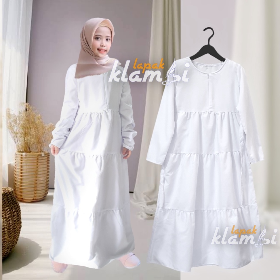 Harga Bersahabat Lapakklambi  Gamis Anak Syari Basic Polos Premium Usia 7 8 11 12 Katun Polos Rempel