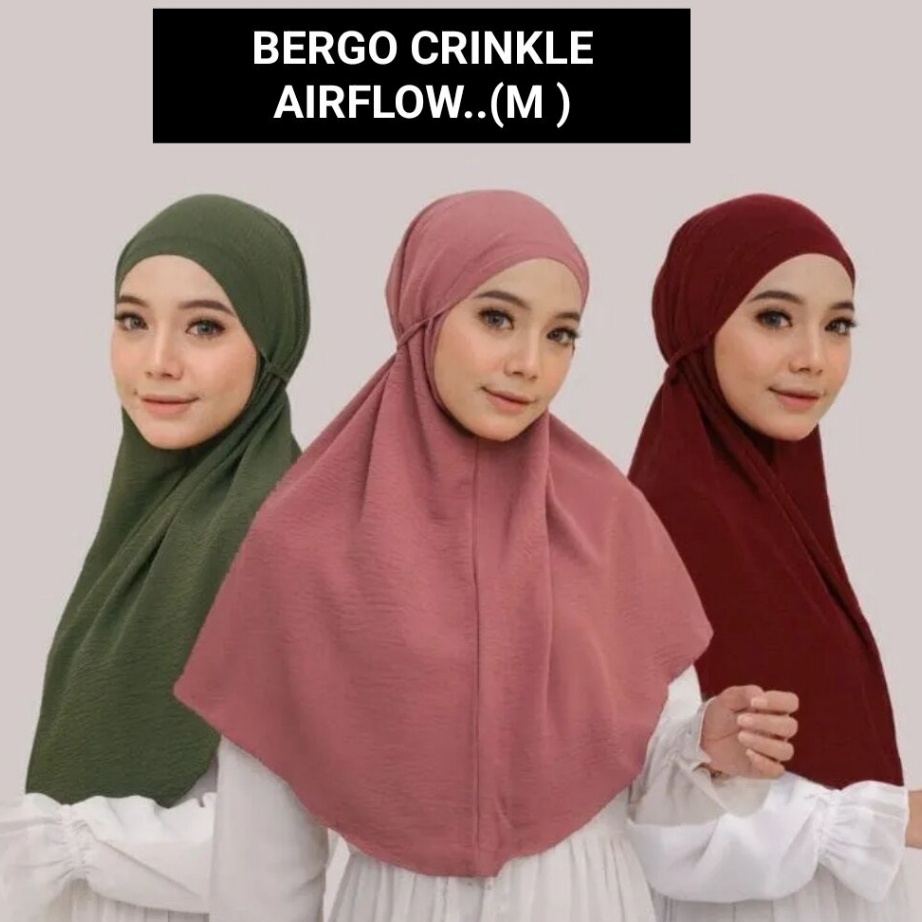 GROSIR HIJAB BERGO CRINKLE AIRFLOW TALI SIZE M JILBAB BERGO CRINKLE AIRFLOW BERGO CRINKLE