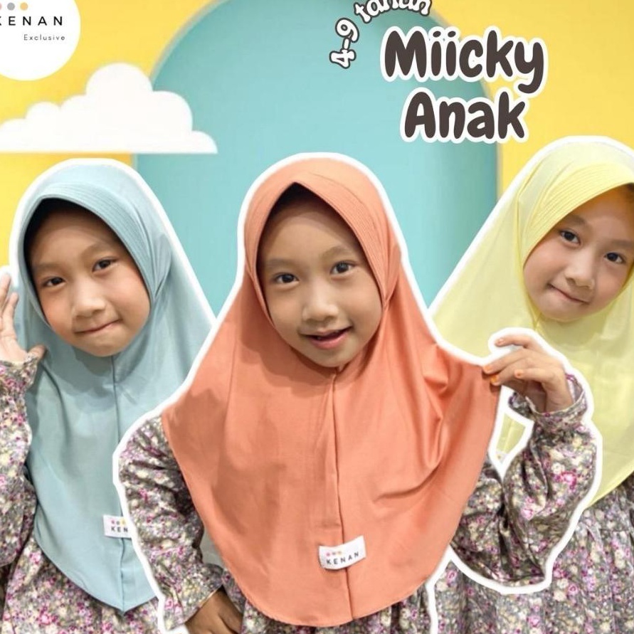 TERBARU KENAN  Hijab Anak Miicky Bergo Instan matt jersey