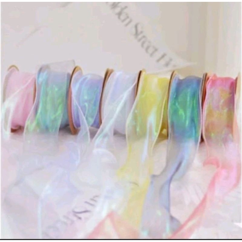 

1 Meter Pita Buket - Pita Korea Colorful - Pita Kado Glossy - Pita Hologram - Pita Fishtail Hologram Korea - Pita Buket