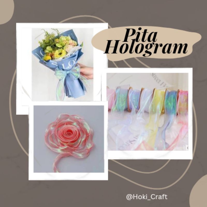 

Pita Hologram Jual Per meter, Pita kado glossy Pita buket pelangi