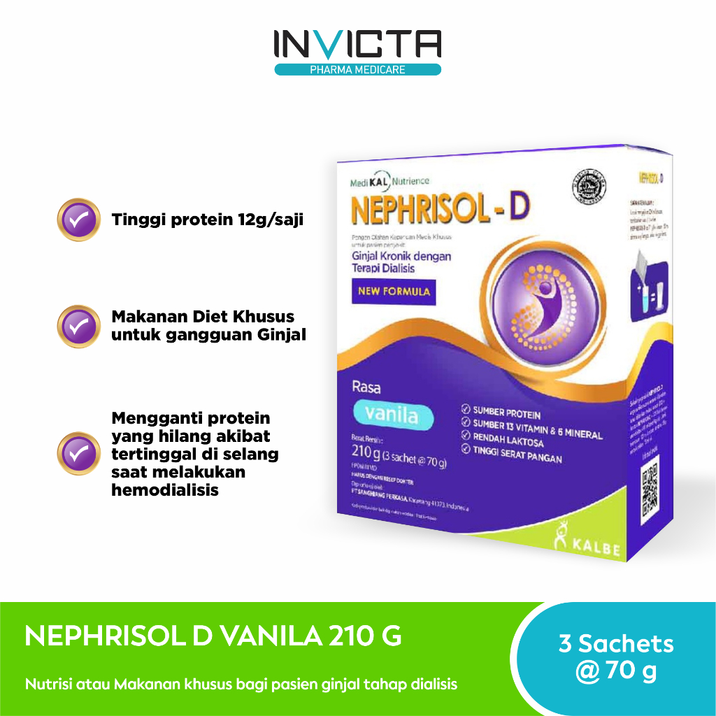 

Nephrisol-D Vanilla (Nutrisi Khusus Pasien Ginjal Kronik HD/CAPD) - 210 gr