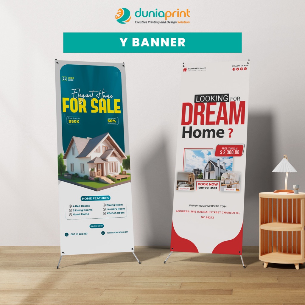 Y Banner | Banner Jualan | Stand Banner | Banner Standing | Banner Berdiri | Dunia Print