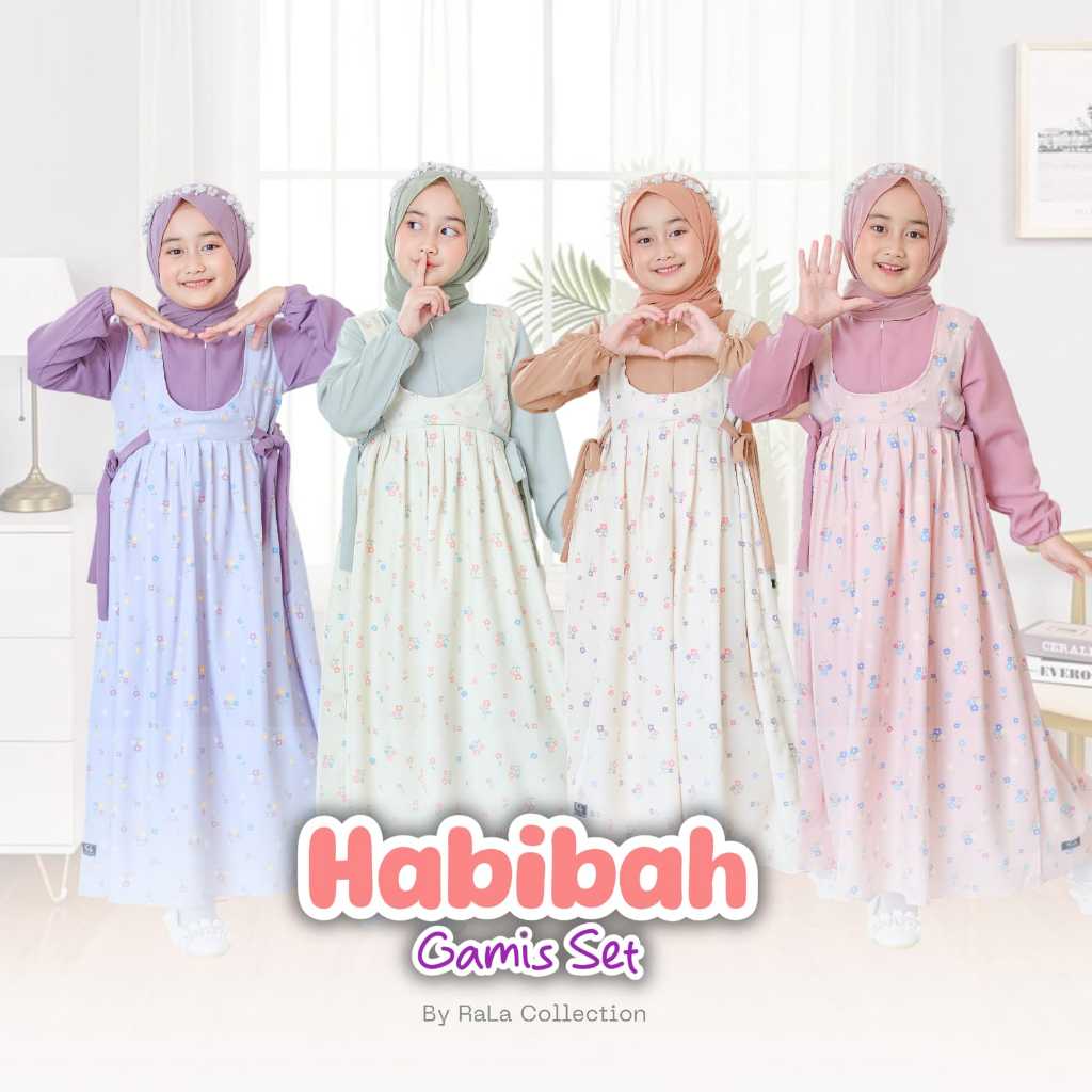 RALA GAMIS ANAK PEREMPUAN SET JILBAB HABIBAH  TERBARU