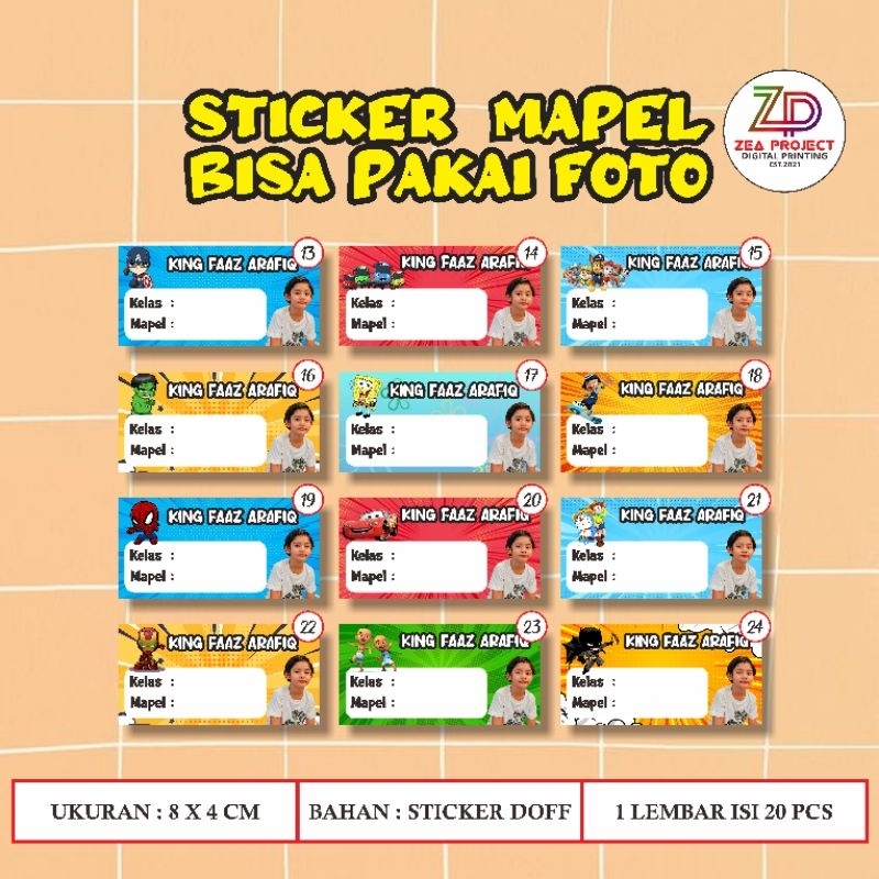 

STICKER MAPEL/STICKER BUKU CUSTOM NAMA DAN FOTO