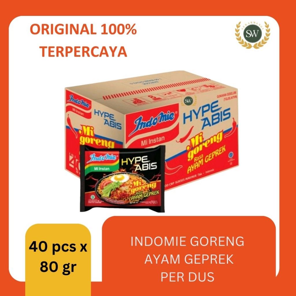 

INDOMIE GORENG MIE INSTAN - AYAM GEPREK - PER DUS - 40PCS