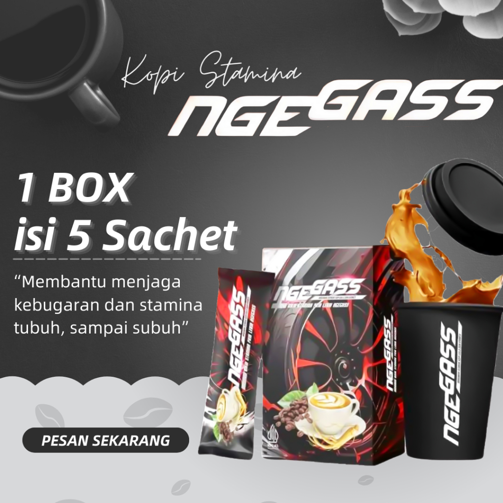 

Kopi Ngegass Original 1 Box Isi 5 Sachet - Kopi Gingseng Penambah Stamina Pria Kuat Tahan Lama