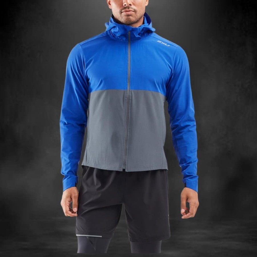 Jaket olahraga 2XU Men's XVENT Jacket Blue Grey