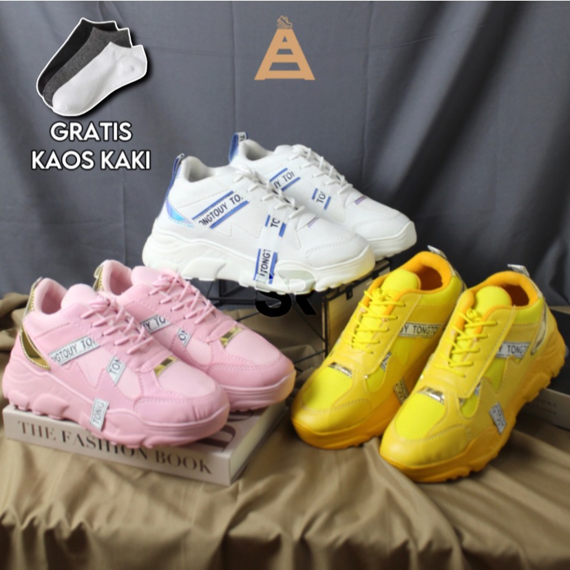 AS Sepatu Sneakers Korea TONGTOUY Wanita Sepatu Sneakers Kasual Cewek