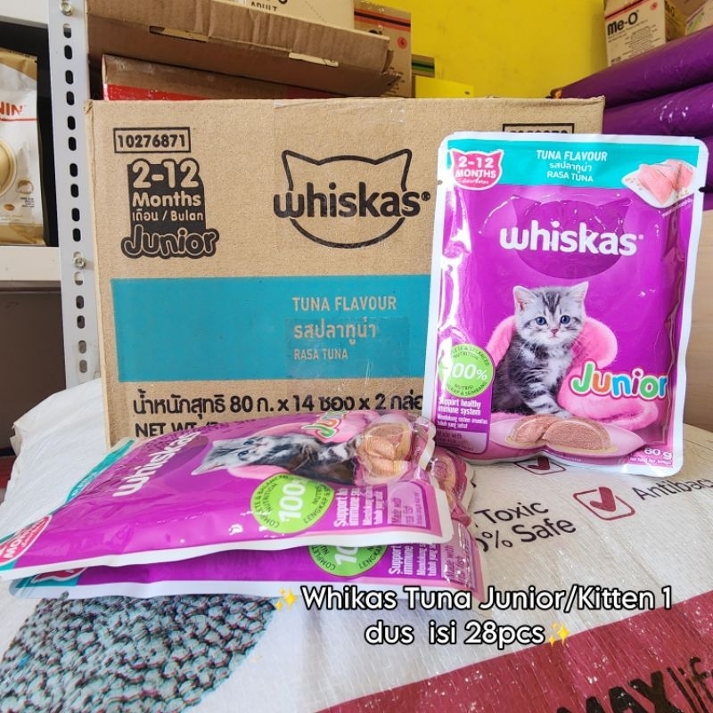 WHISKAS SACHET TUNA JUNIOR 1 DUS ISI 28PCS - Makanan Anak Kucing Whiskas Pouch