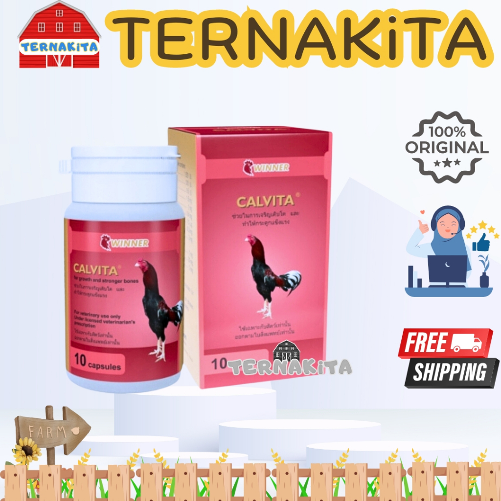 CALVITA WINNER LAGA 10 KAPSUL AYAM PETARUNG ADUAN - Penguat Otot Tulang Ayam Laga Ayam Lumpuh Kalsiu