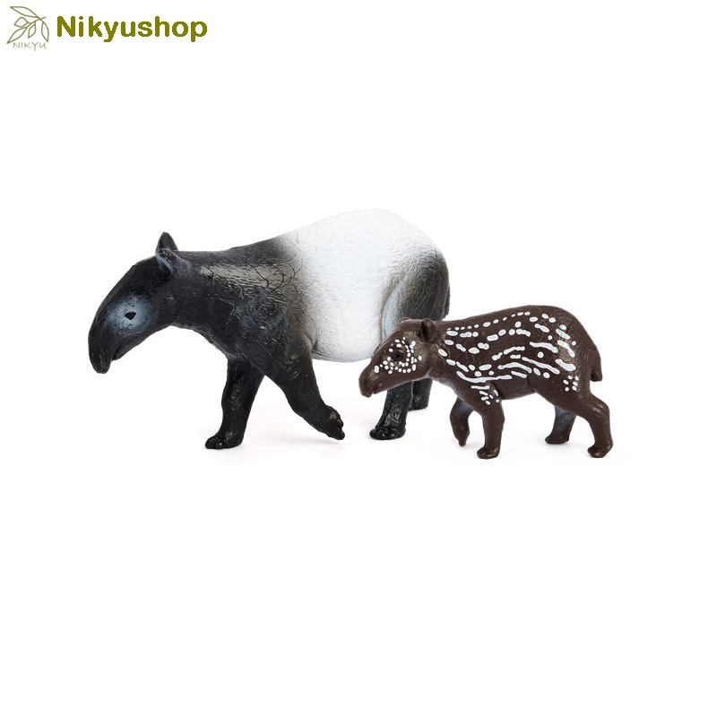 [Nikyushop] 2Pcs Mainan Edukasi Pajangan Animal Figure Miniatur Hewan Malayan Tapir