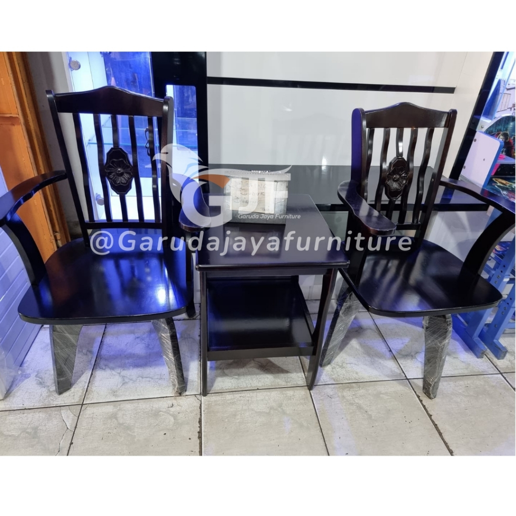 SET KURSI TERAS KAYU BISA PUTAR / SET KURSI TERAS KAYU SOLID/KURSI TAMAN/MEJA TERAS BESI/KURSI TERAS