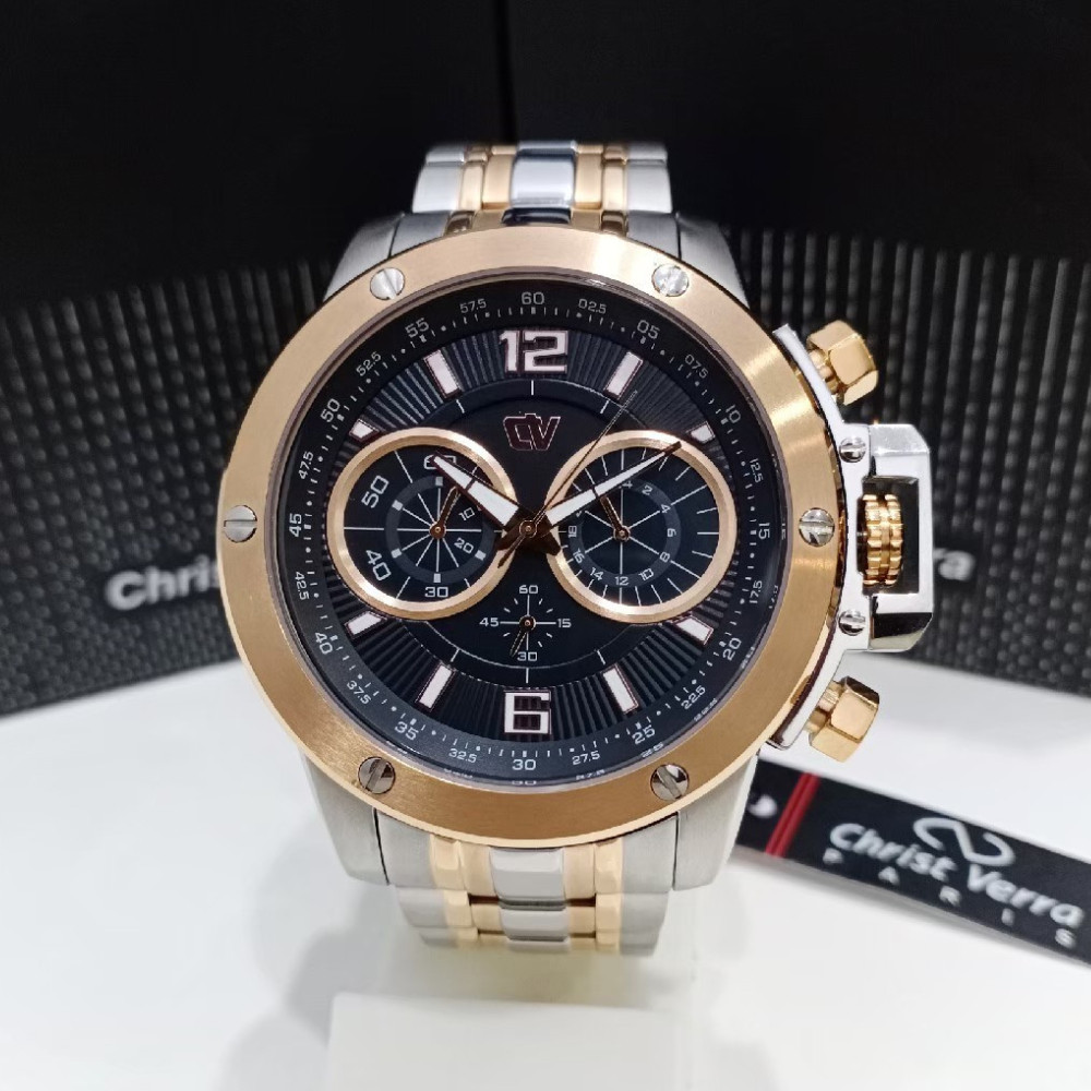 Jam Tangan Pria Christ Verra CV C 80257G-14 BLK Original Murah