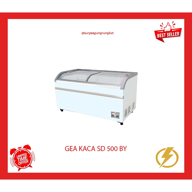 FREEZER BOX KACA GEA 500 LITER 400 WATT - SD 500 BY FREE ONGKIR SBY