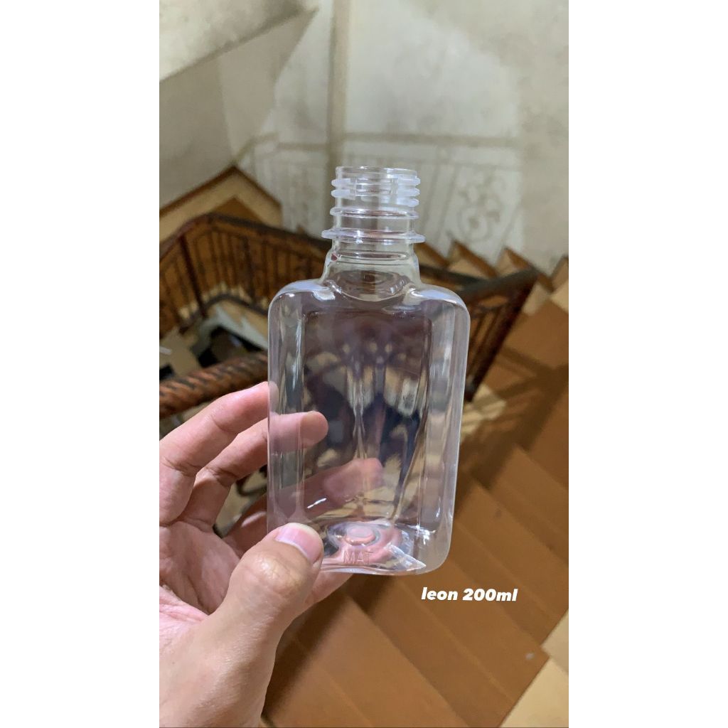 Botol Plastik Leon 200 ml kemasan unik botol minuman kotak tebal