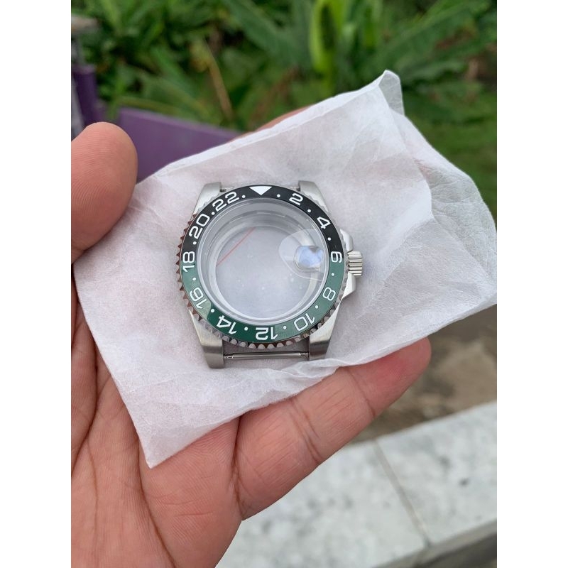 case jam tangan hitam hijau stell 316L 40mm lug strap 20mm