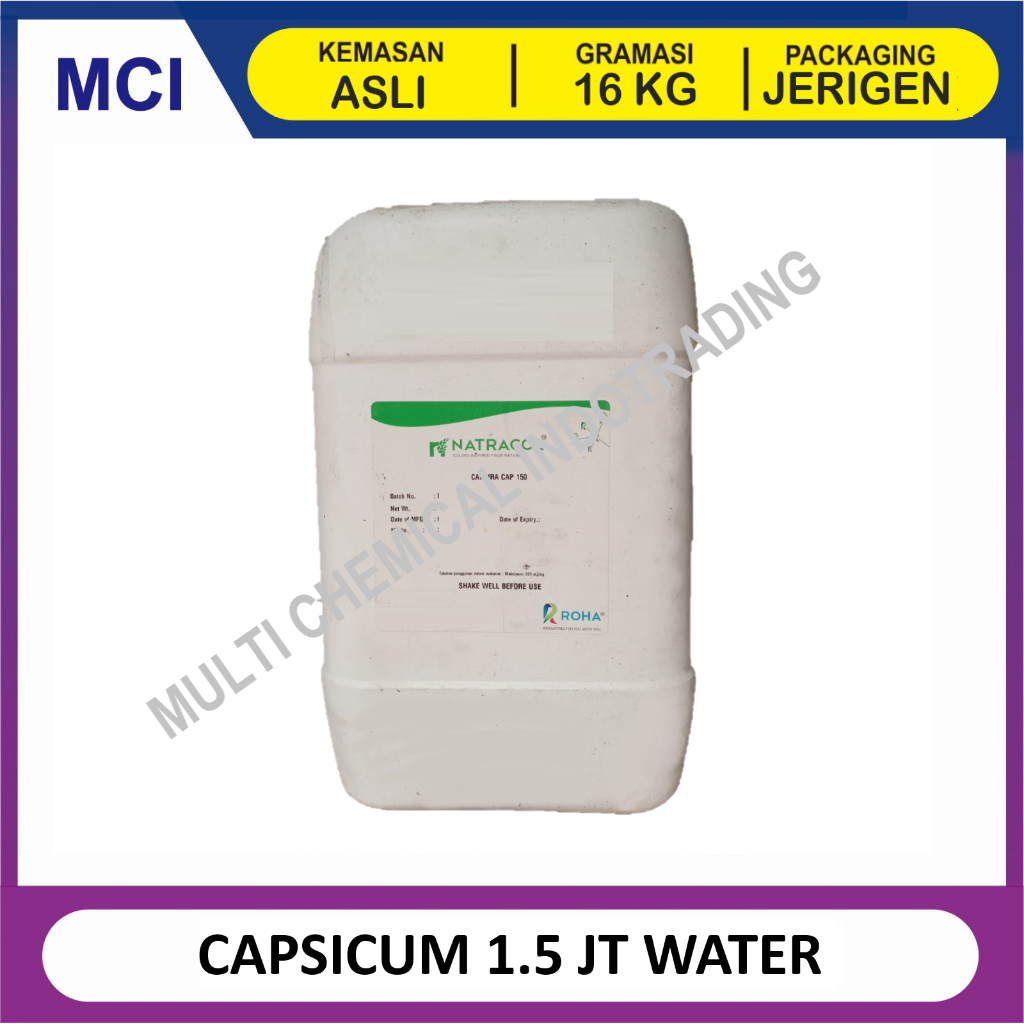 

CAPSICUM OLERESIN EKSTRAK CABAI 1.5 jt SHU WATER SOLUBLE - 1 JC 16 KG