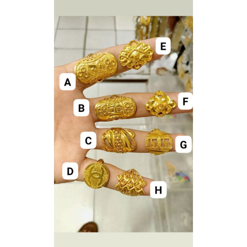 Cincin Motif Baru Lapis Emas MURNI 24k, Perhiasan aksesoris
