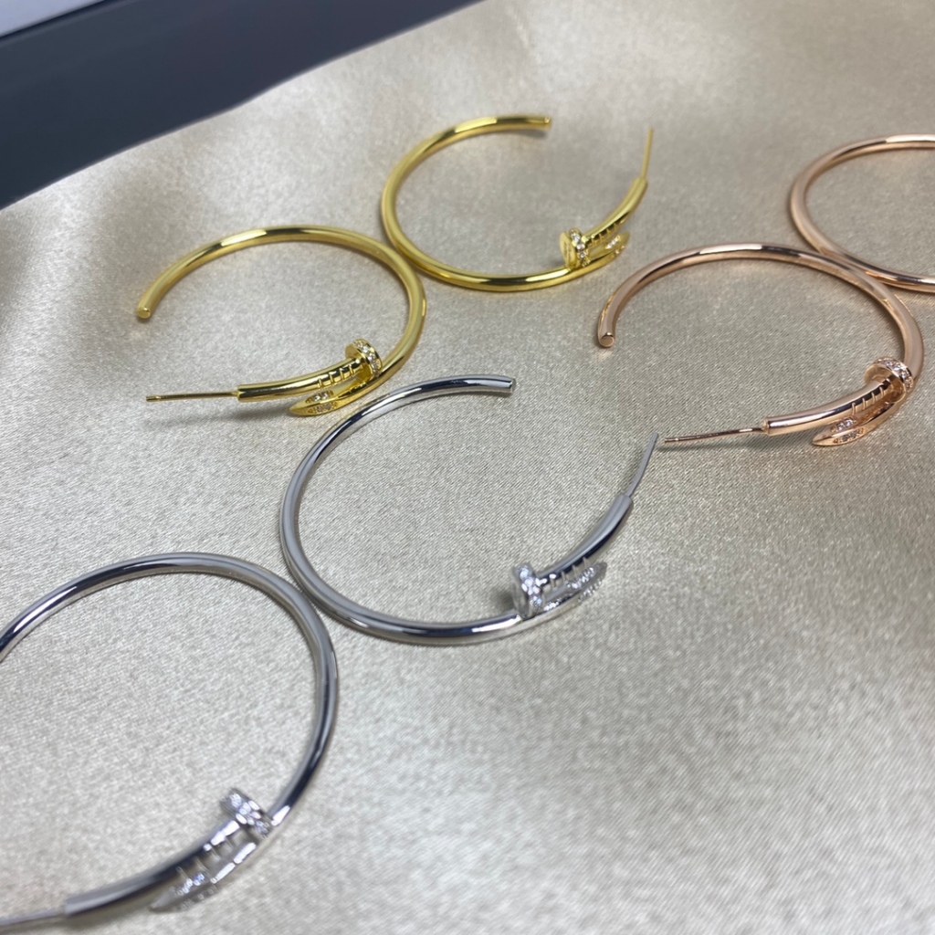 Caries Nail anting bulat besar keren perak earrings wanita
