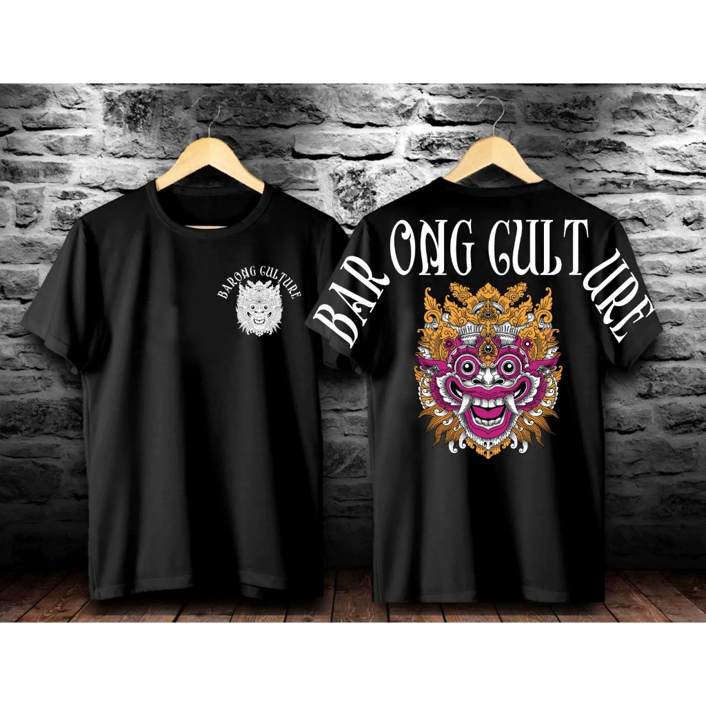 BAJU KAOS PRIA TERBARU BARONG BALI CULTUR/ KAOS KATUN UNISEX/KAOS SABLON WAYANG BALI LATHI KAOS PRIA