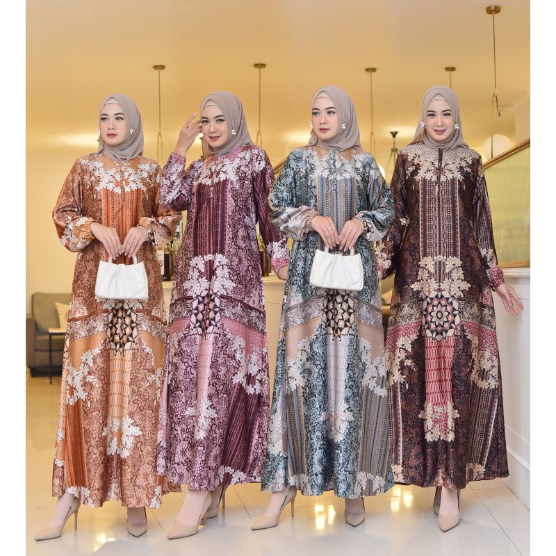Gamis Maxmara Slik  Raflesia Primium M-Jumbo//Gamis Wanita//Gamis Bisa Seragaman