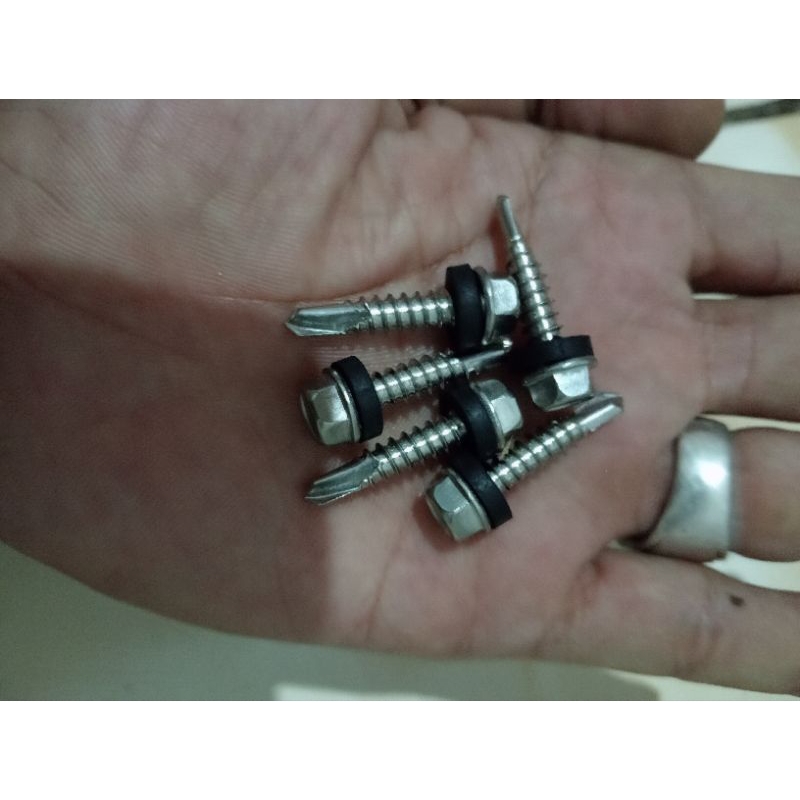 (50pcs) skrup roofing Ss #12x25 stainless steel sus 410