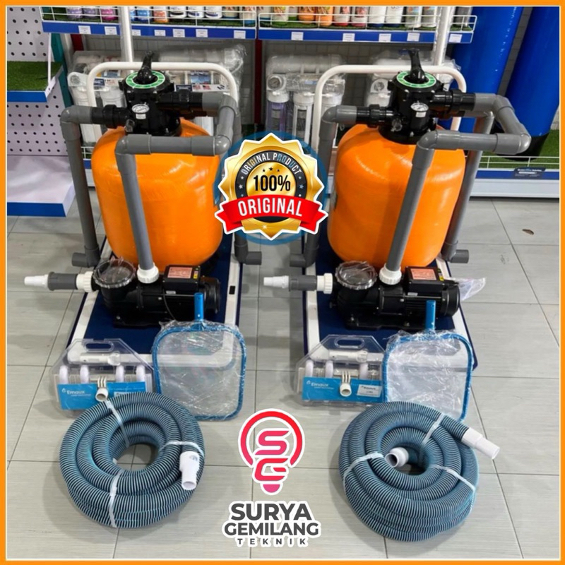 Paket Pompa Vacum Kolam Renang Portable Troli Mesin Pompa Kolam Renang Venezia + Sand Filter Sanei 1