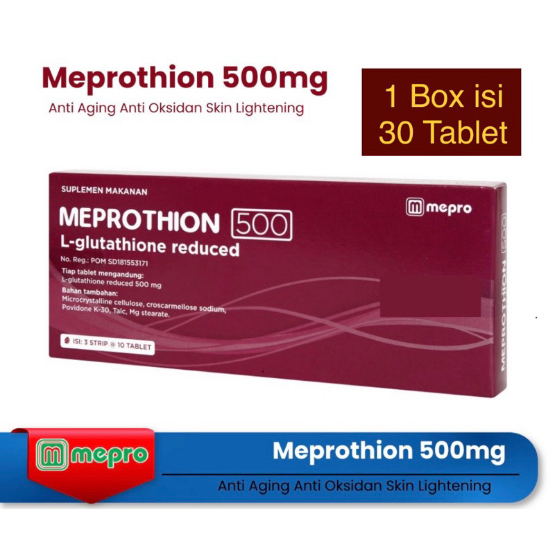 Meprothione 500mg L-Glutathione isi 30 pencerah dan pengencang kulit