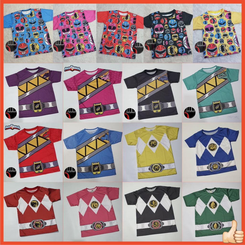 Baju FULLPRINT Kaos Kostum Anak Dewasa Superhero Power Ranger Dino Rangers