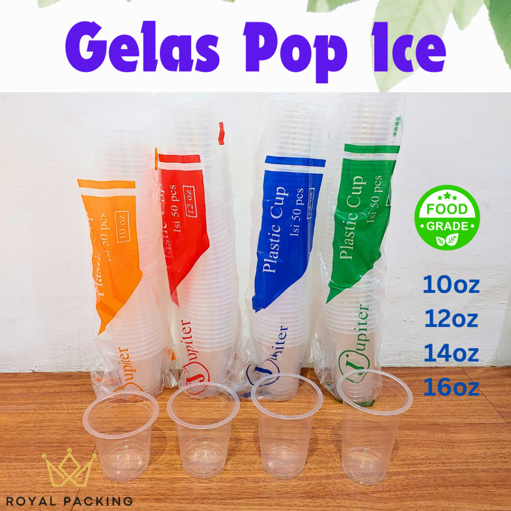 [RP] Cup Pop Ice 16 oz / Gelas Cup Plastik / Gelas Jus 16oz (isi 50 pcs)